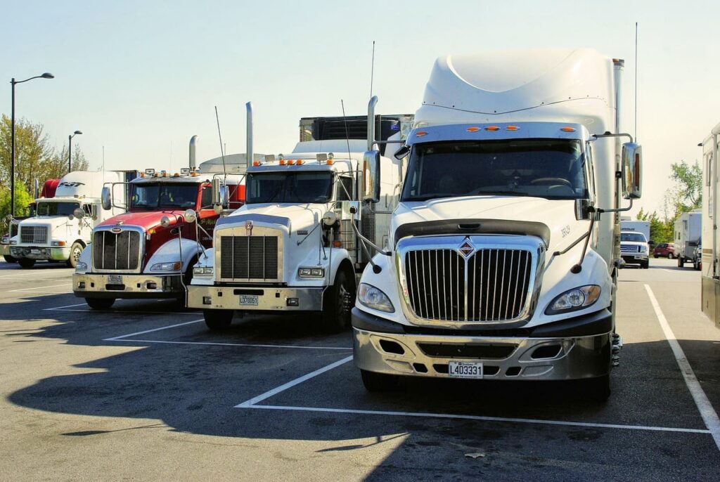 Canada Trucks in the port waiting for the shipment.