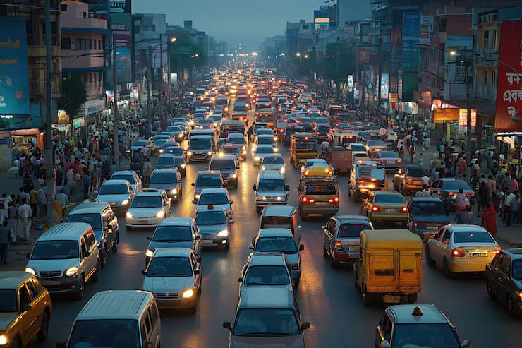 Daily Chaos on Delhi Roads: A Typical Evening Traffic Jam in the Capital