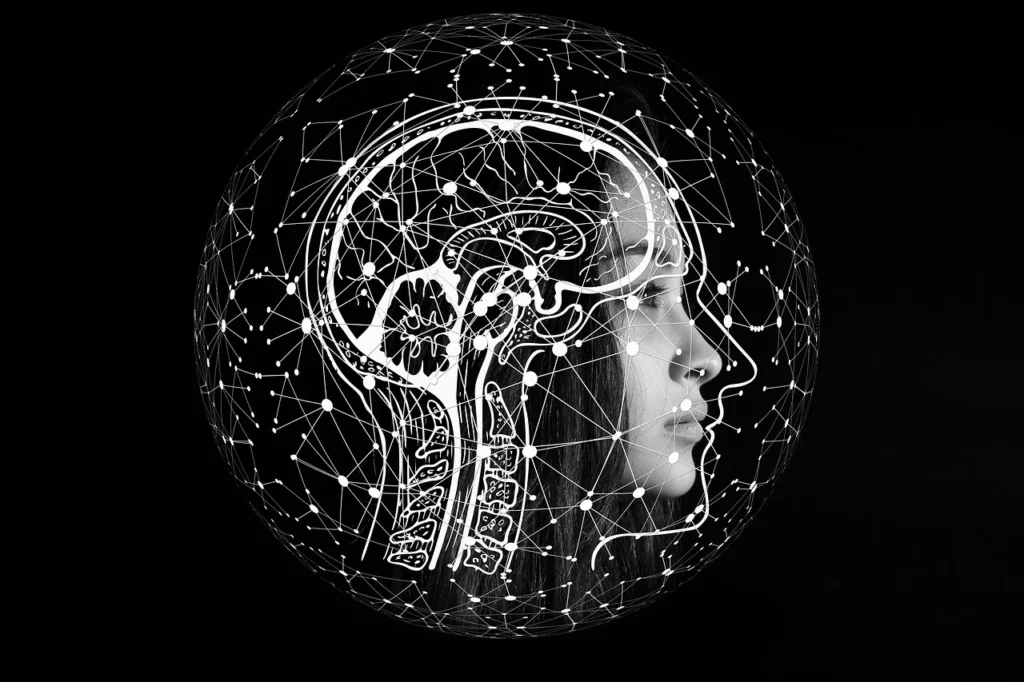 A dark-themed conceptual illustration showing the shadowy side of artificial intelligence, symbolizing risks, ethical dilemmas, and hidden dangers behind technology.