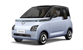 Wuling Air EV electric car parked in Nepal, highlighting its futuristic design and eco-friendly technology.