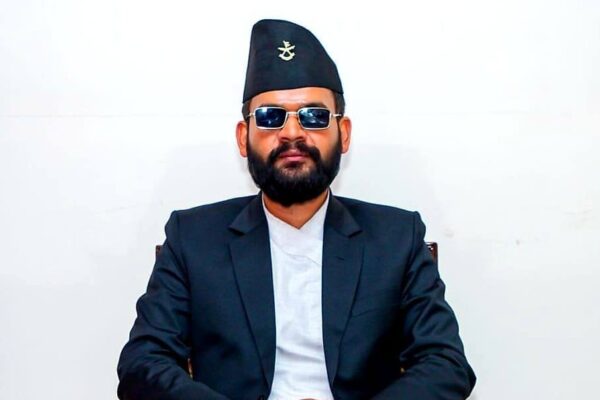 Balendra Shah, political leader and potential next Prime Minister of Nepal, addressing a crowd with confidence.