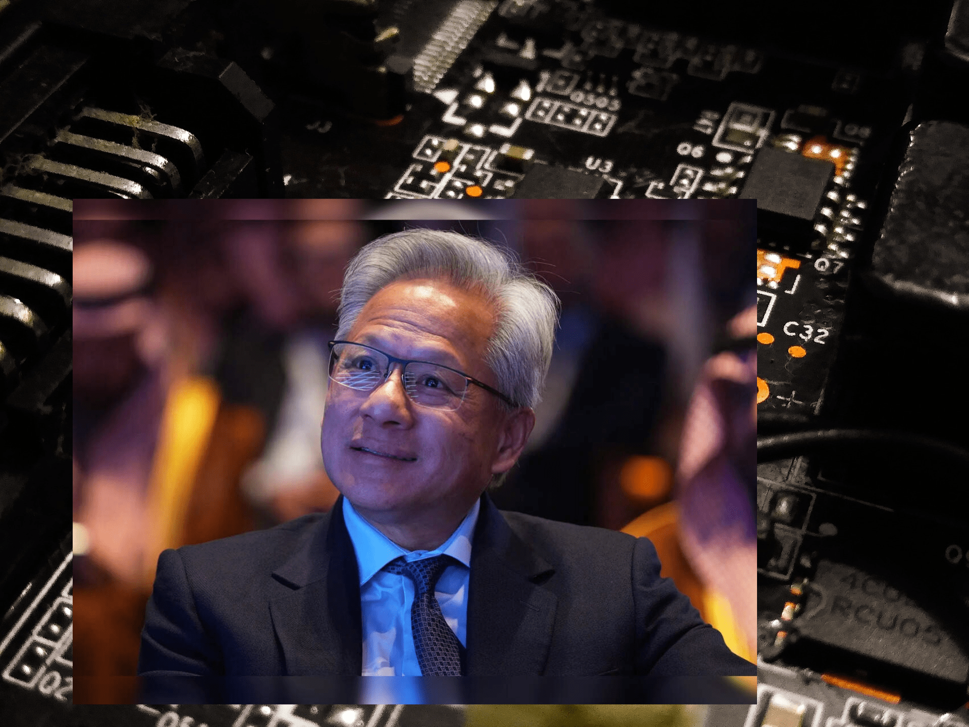 Close-up of an Nvidia-branded AI processor on a laptop keyboard, highlighted by blue-toned lighting.