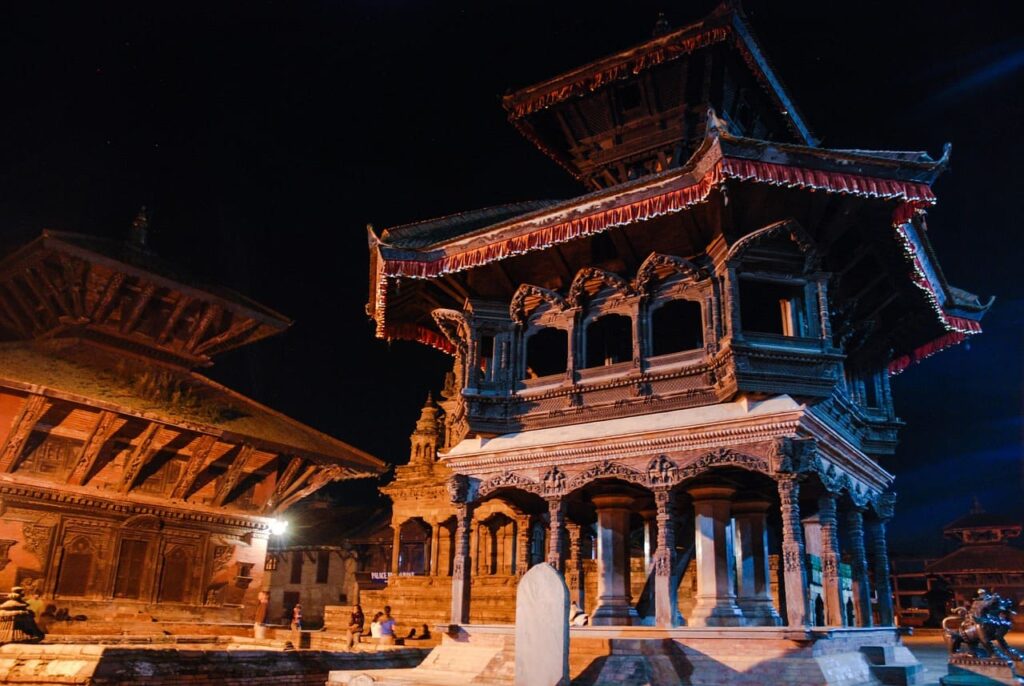 A stunning view of a traditional Nepalese temple, showcasing intricate architecture and cultural heritage.