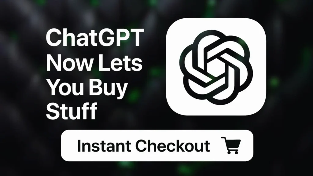 ChatGPT Instant Checkout feature showing product search, comparison, and in-chat purchase experience.