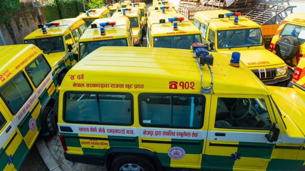Balendra Shah launching free ambulance services, providing emergency medical support to the community.