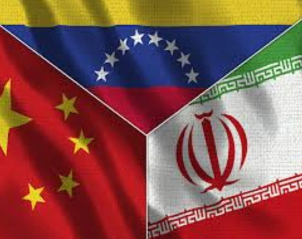 A Venezuelan oil tanker intercepted at sea by a U.S. Coast Guard vessel during a sanctions enforcement operation.