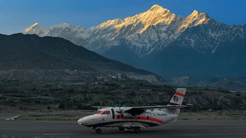 Summit Air and Tara Air airplanes grounded at Jomsom airport due to winter weather
