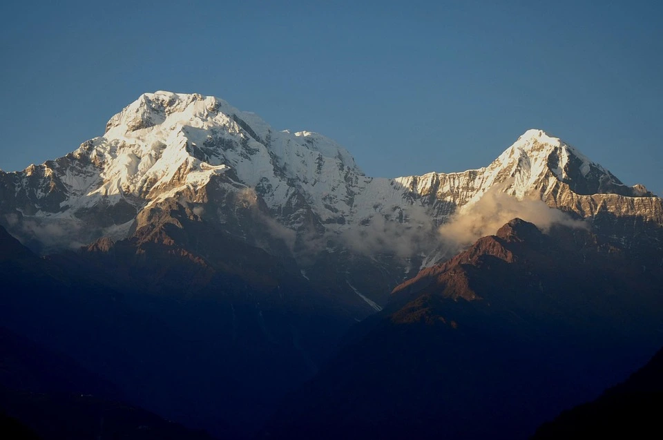Annapurna mountain range seen during the Annapurna Circuit Trek in Nepal.