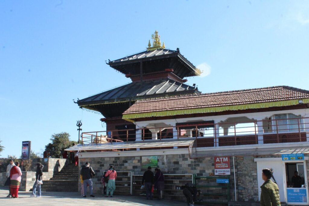 Chandragiri Temple with panoramic views of the Kathmandu Valley and Himalayan range in Nepal.